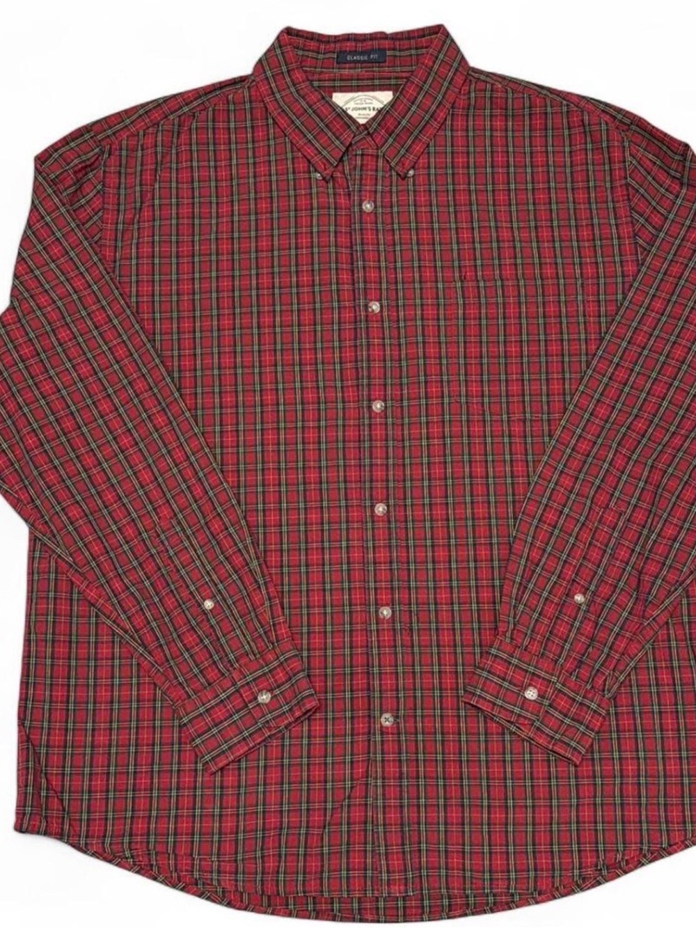 St. John's Bay Red and Green Plaid Button-Down Shirt - Men